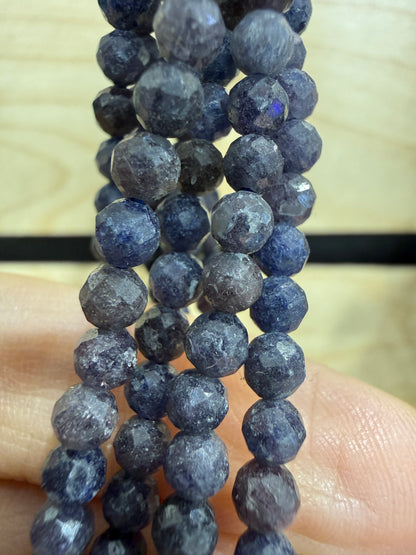 Sappire Stretch Bracelet- 4mm Round Faceted 7.5 inches