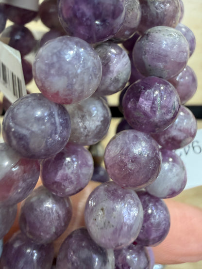 Lepidolite Stretch Bracelet- Round Smooth 7.5 inches