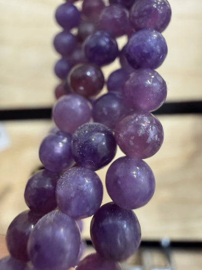 Lepidolite Stretch Bracelet- Round Smooth 7.5 inches