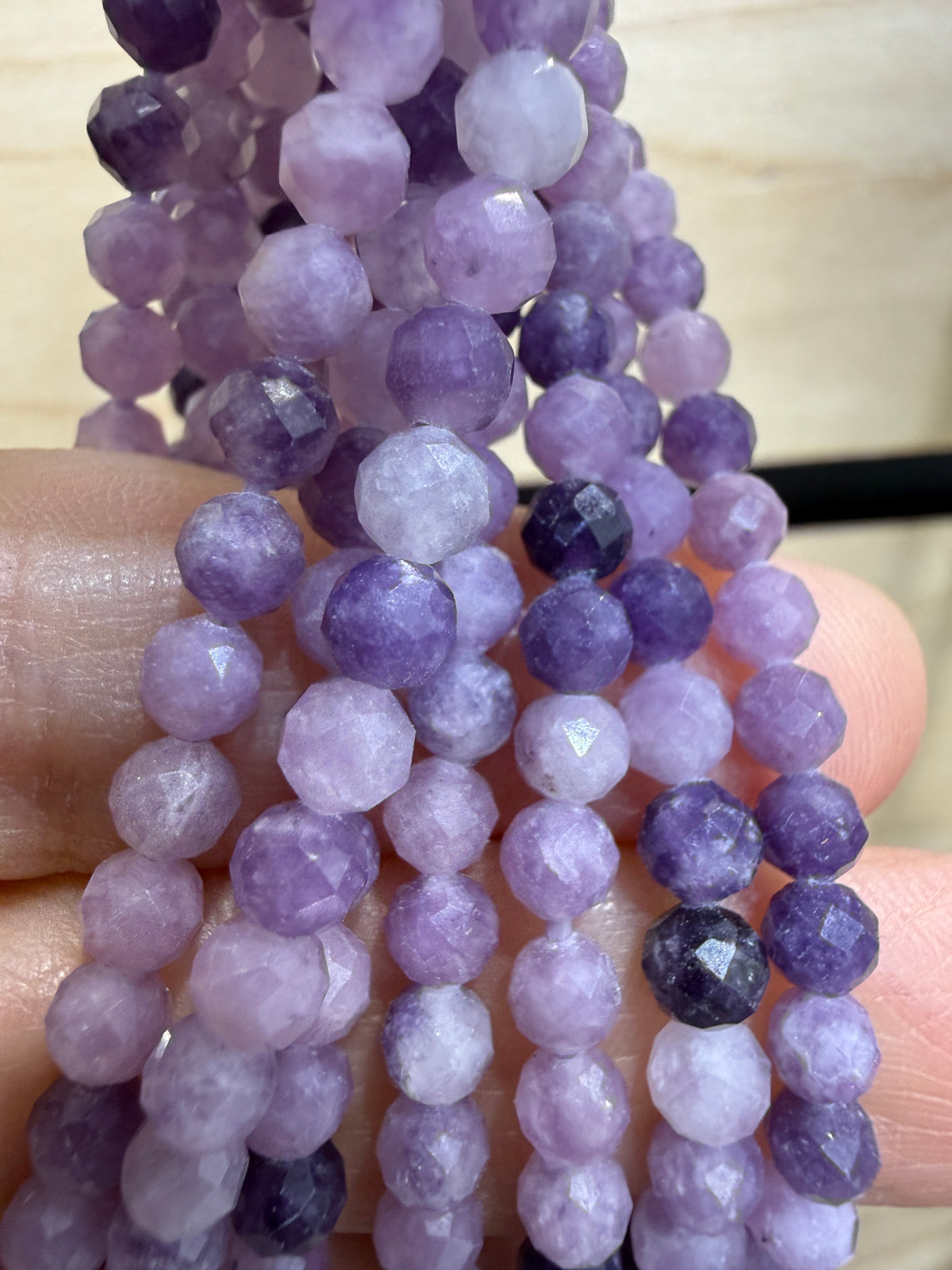 Lepidolite Stretch Bracelet- 4mm Round Faceted 7.5 inches