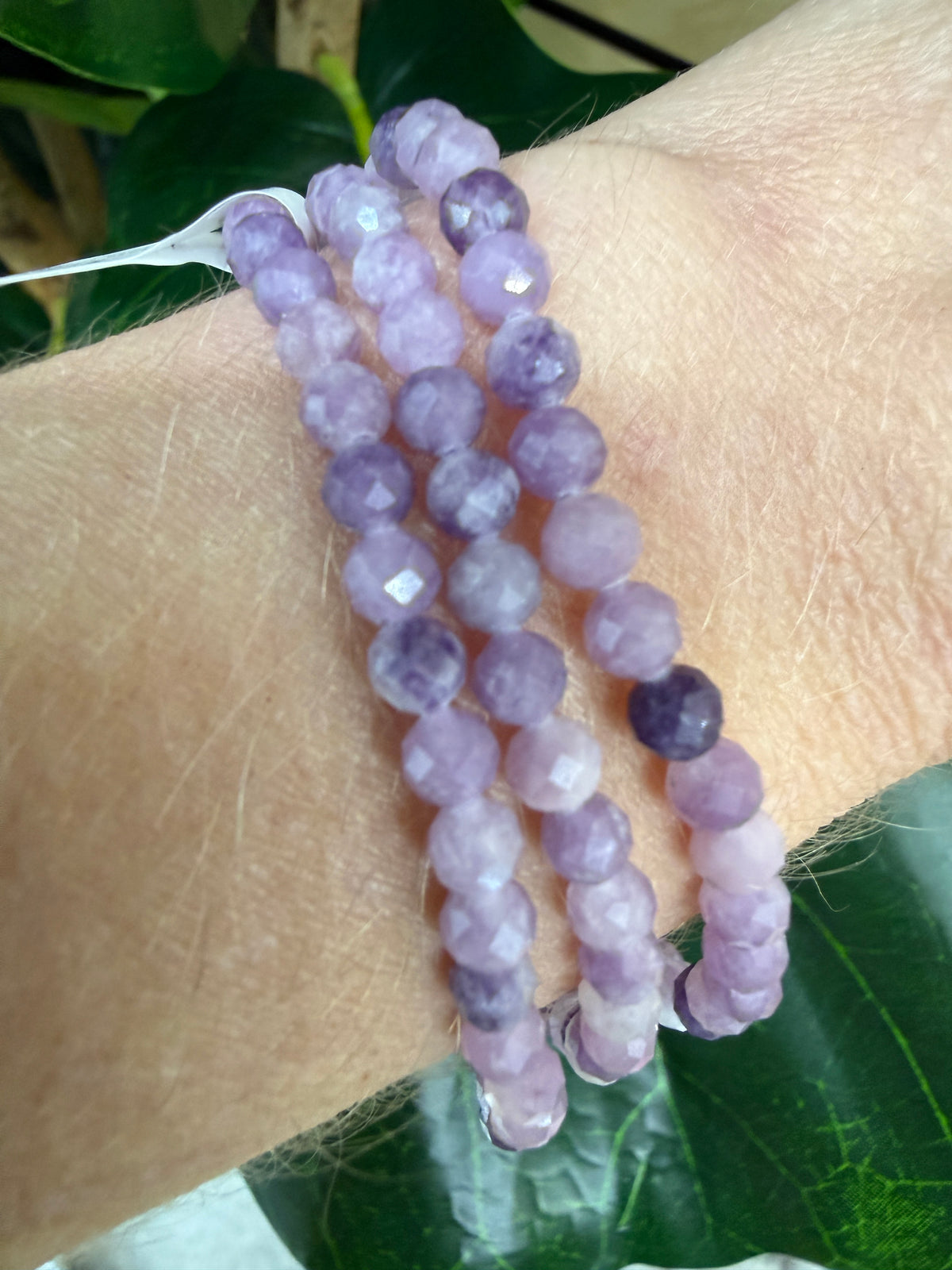 Lepidolite Stretch Bracelet- 4mm Round Faceted 7.5 inches
