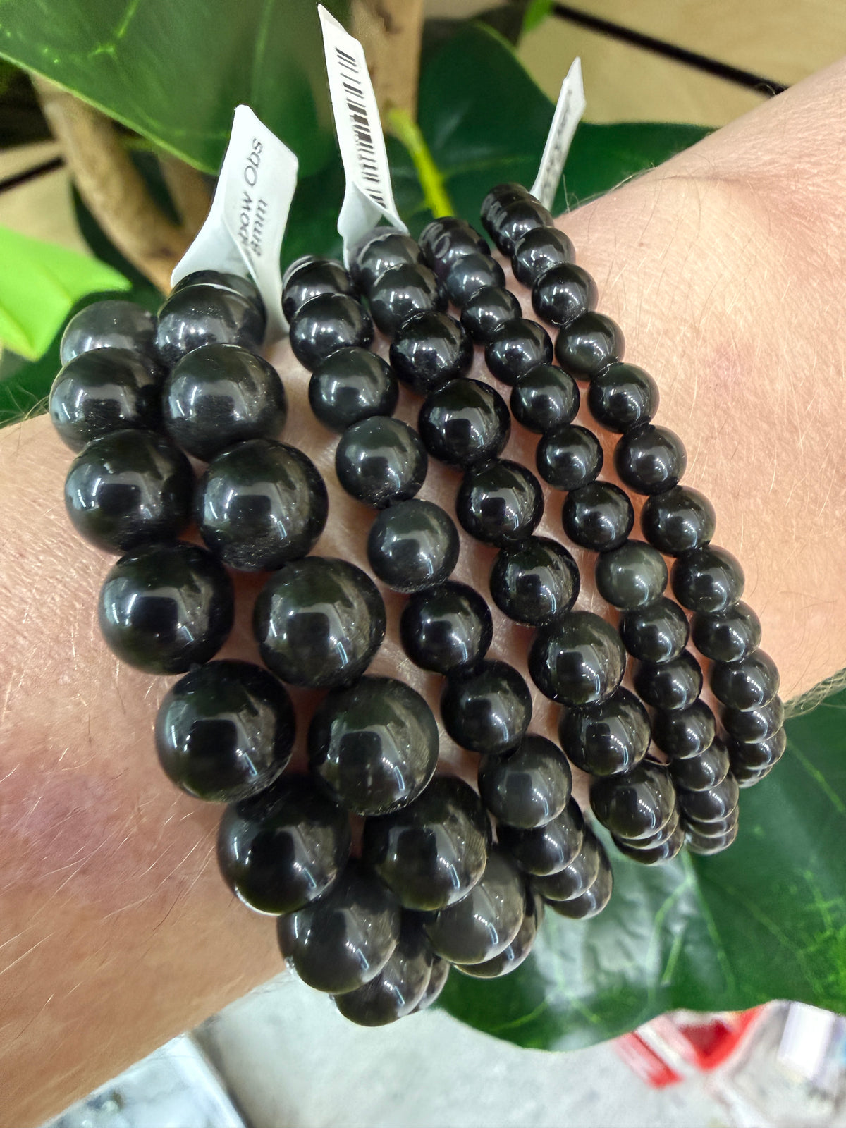 Rainbow Obsidian Stretch Bracelet- Round Smooth 7.5 inches