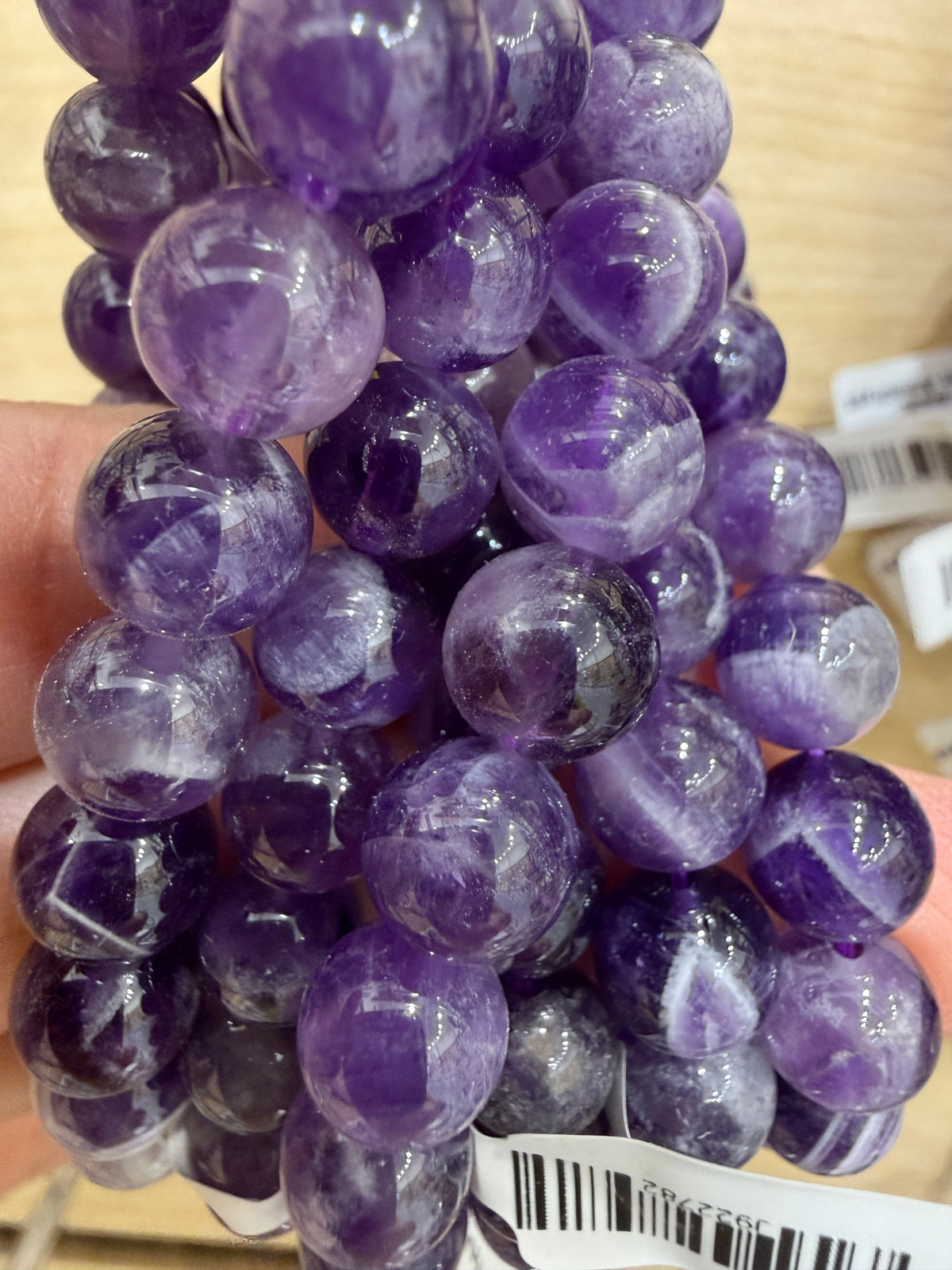 Dream Amethyst Stretch Bracelet- Round Smooth 7.5 inches