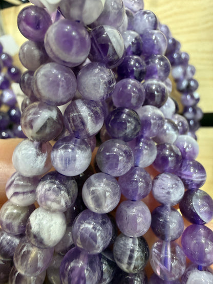 Dream Amethyst Stretch Bracelet- Round Smooth 7.5 inches