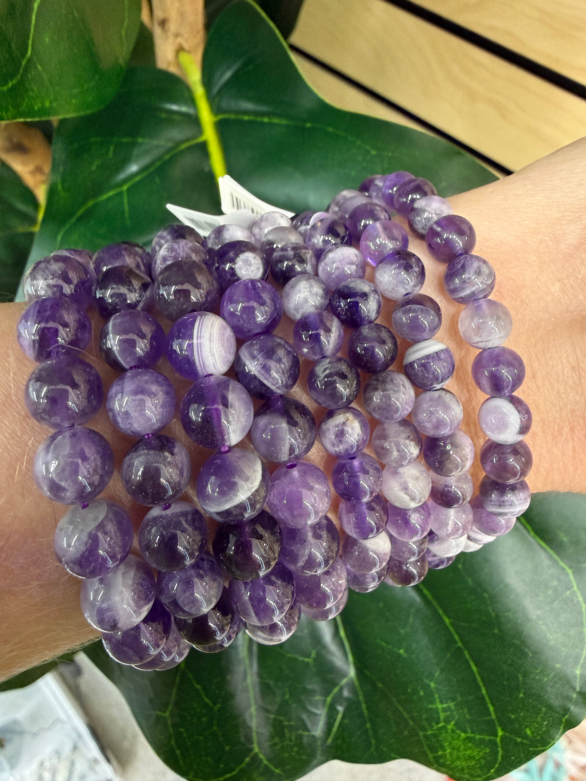 Dream Amethyst Stretch Bracelet- Round Smooth 7.5 inches