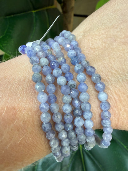 Tanzanite Stretch Bracelet- 4mm Round Faceted 7.5 inches