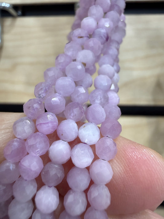 Kunzite Stretch Bracelet- 4mm Round Faceted 7.5 inches