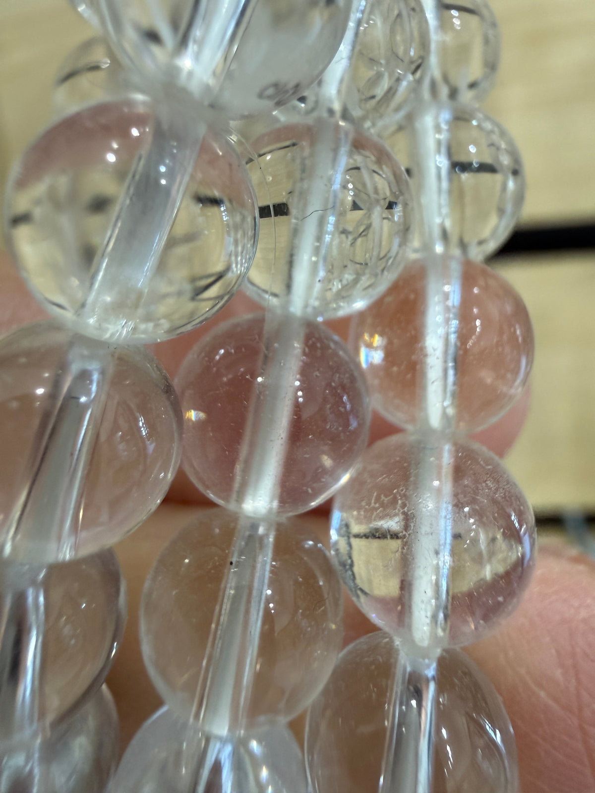 Clear Quartz Stretch Bracelet- Round Smooth 7.5 inches