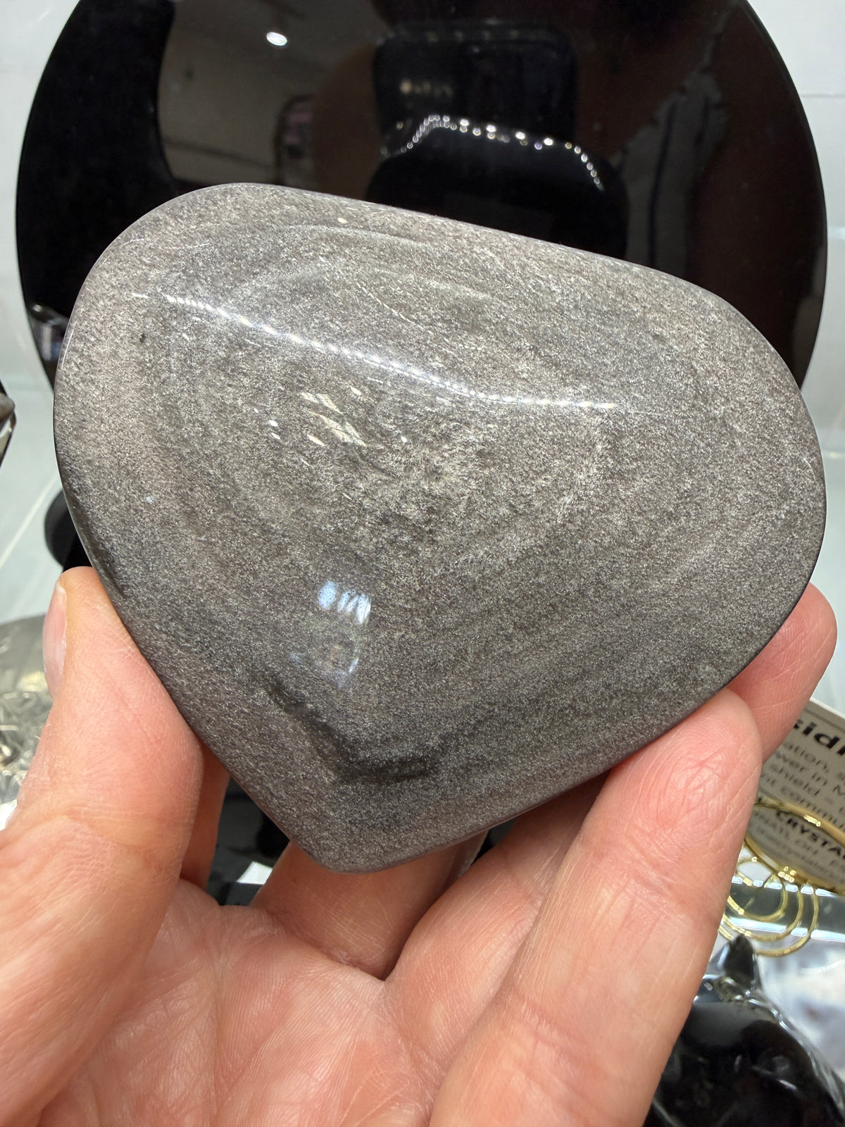 Silver Sheen Obsidian Heart