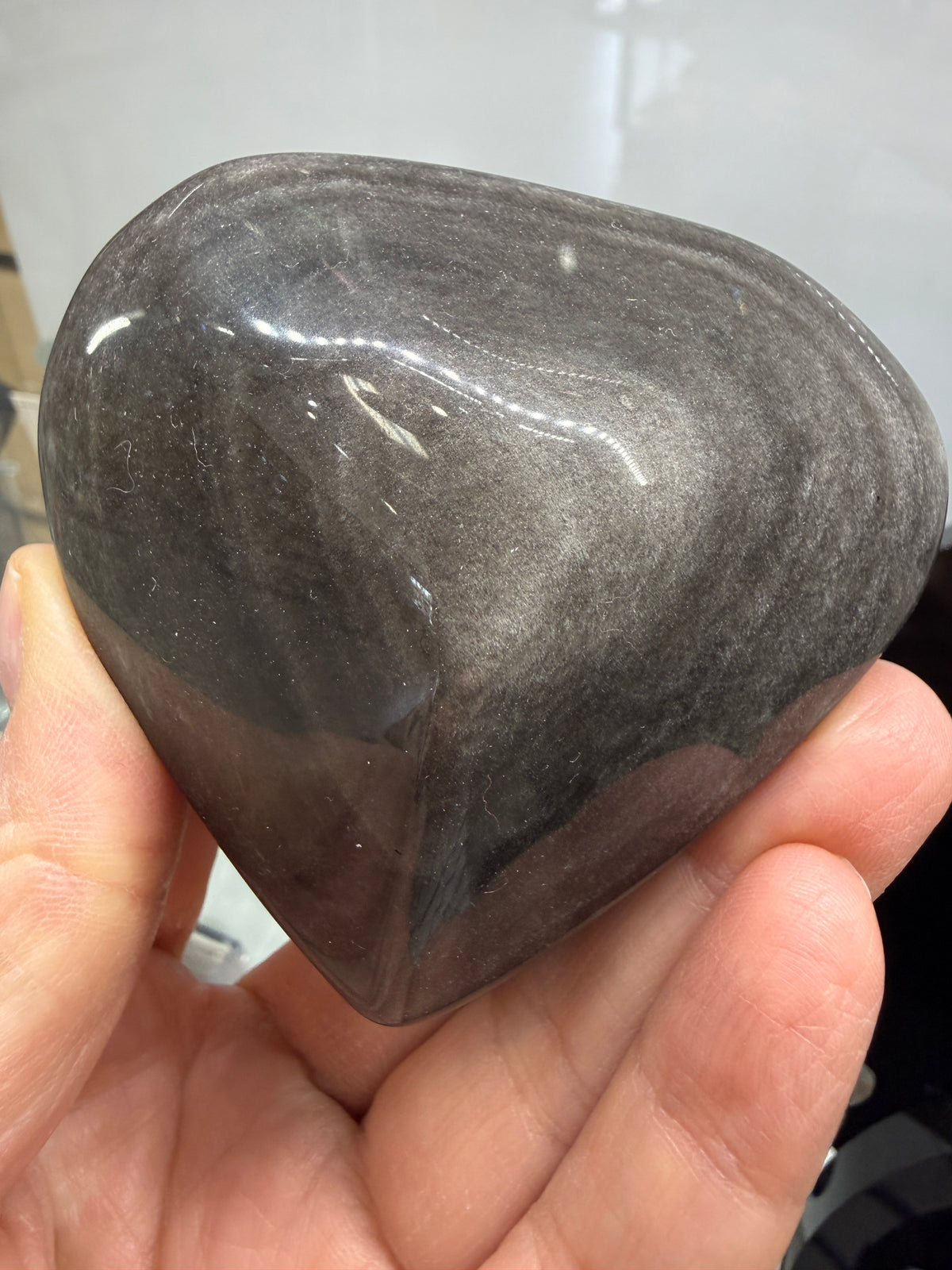 Silver Sheen Obsidian Heart
