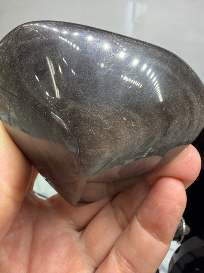 Silver Sheen Obsidian Heart