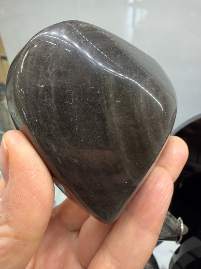 Silver Sheen Obsidian Heart