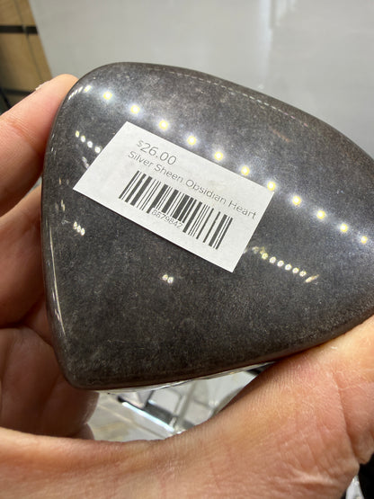 Silver Sheen Obsidian Heart
