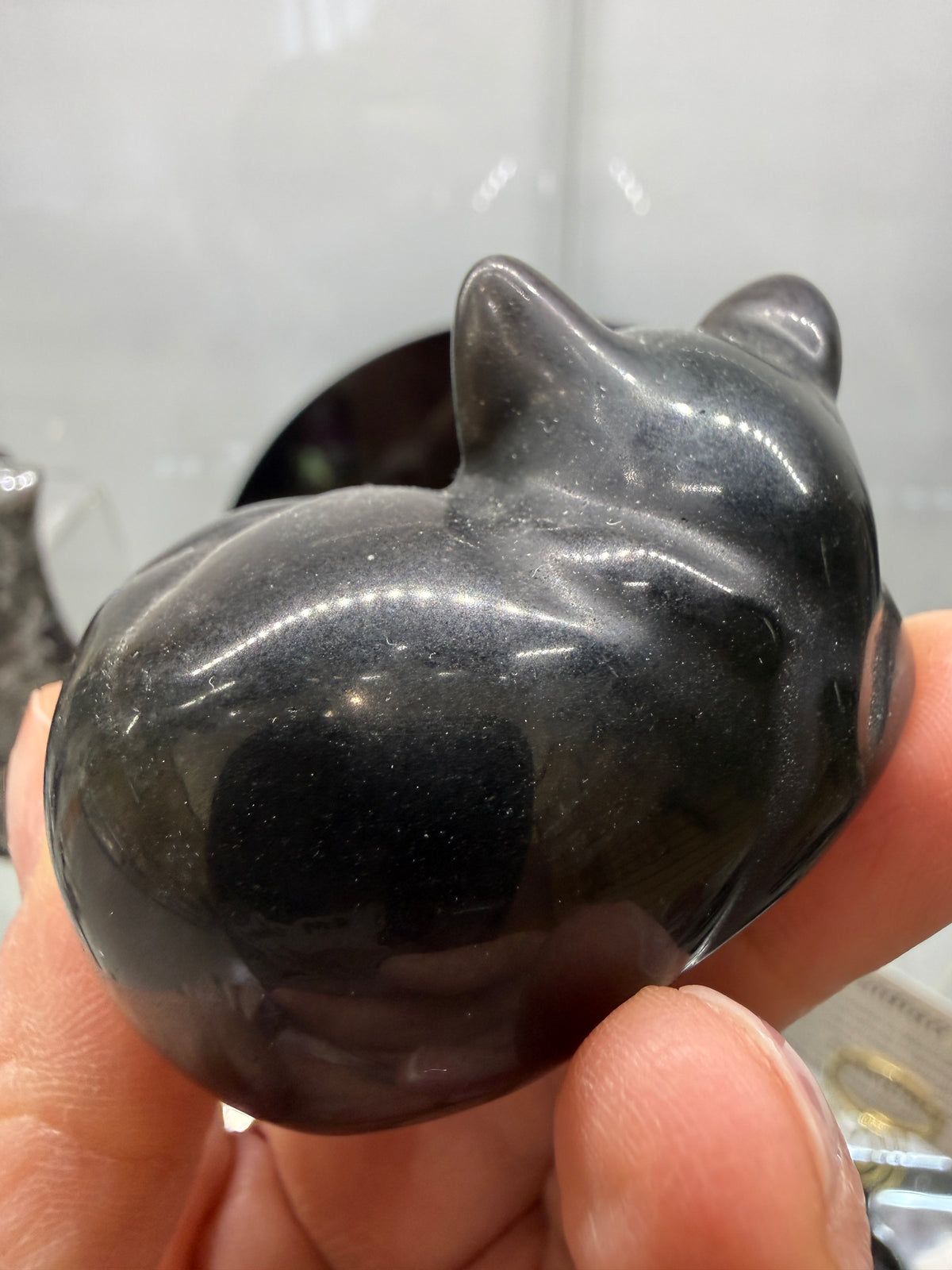 Silver Sheen Obsidian Sleeping Cat- 2" inches