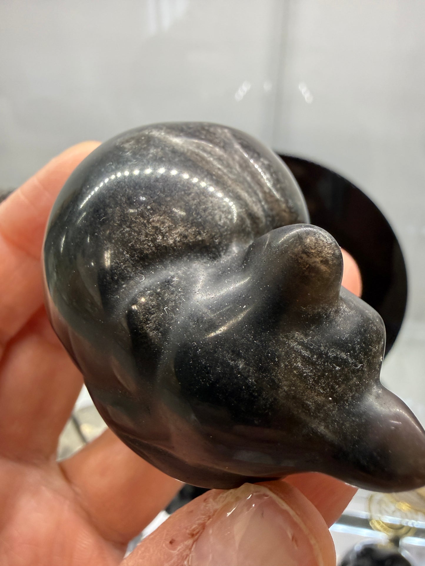 Silver Sheen Obsidian Sleeping Cat- 2" inches