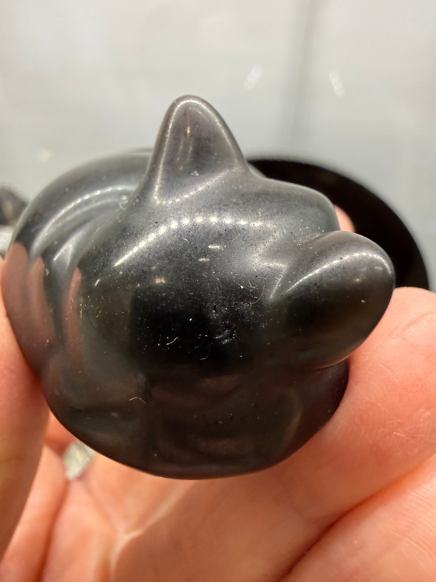 Silver Sheen Obsidian Sleeping Cat- 2" inches