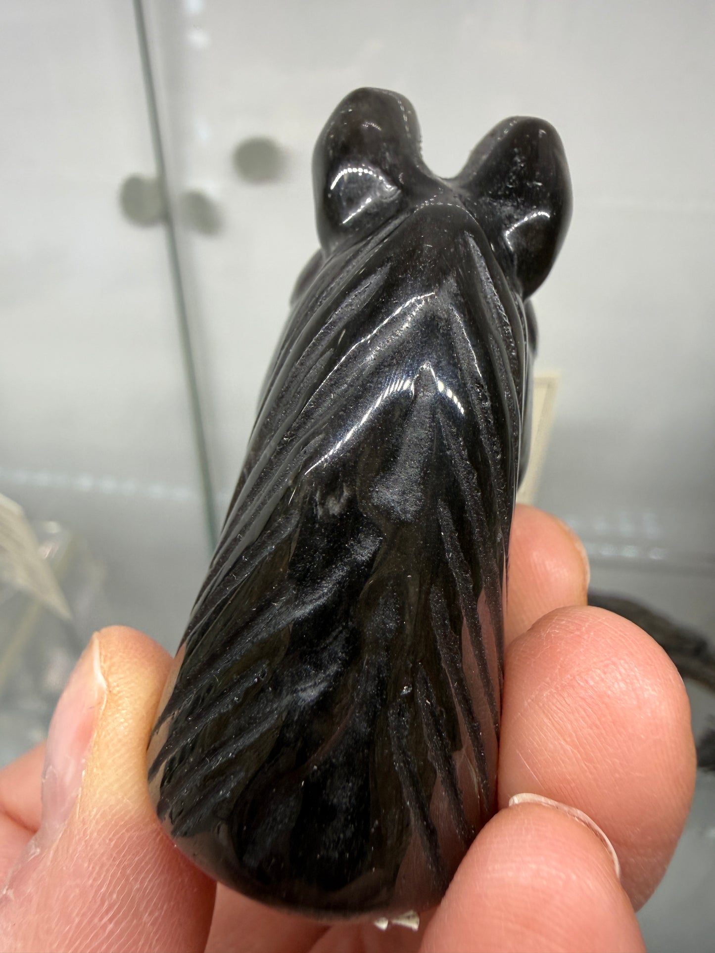 Silver Sheen Obsidian Horse Head Carving- 2.2" inches