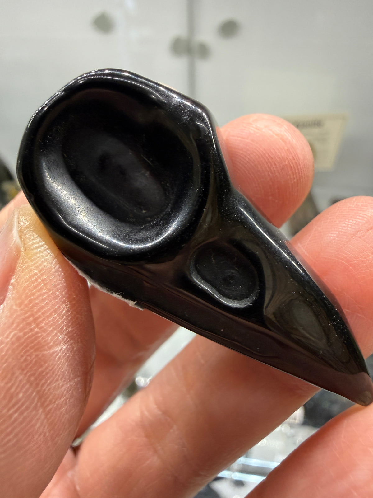 Black Obsidian Crow Skull Carving- 1.8" inches