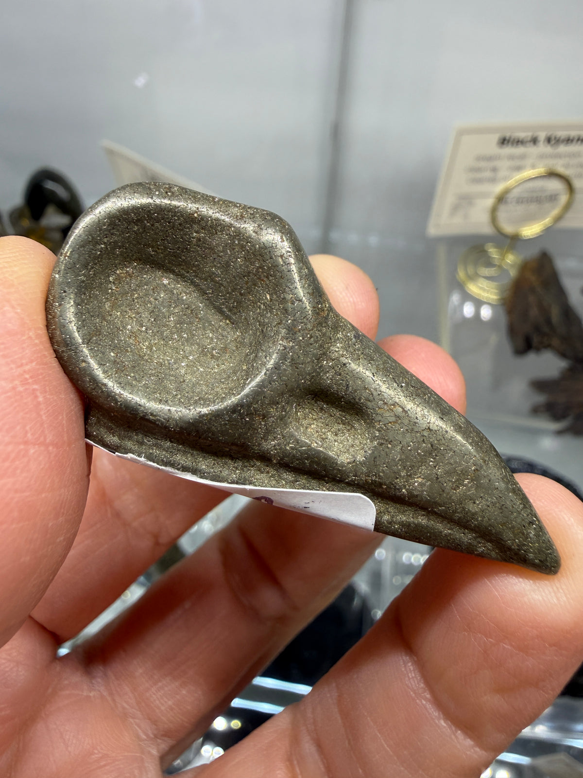 Pyrite Raven Skull Carving- 1.9" inches