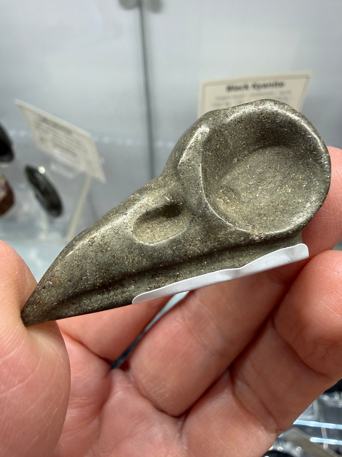 Pyrite Raven Skull Carving- 1.9" inches