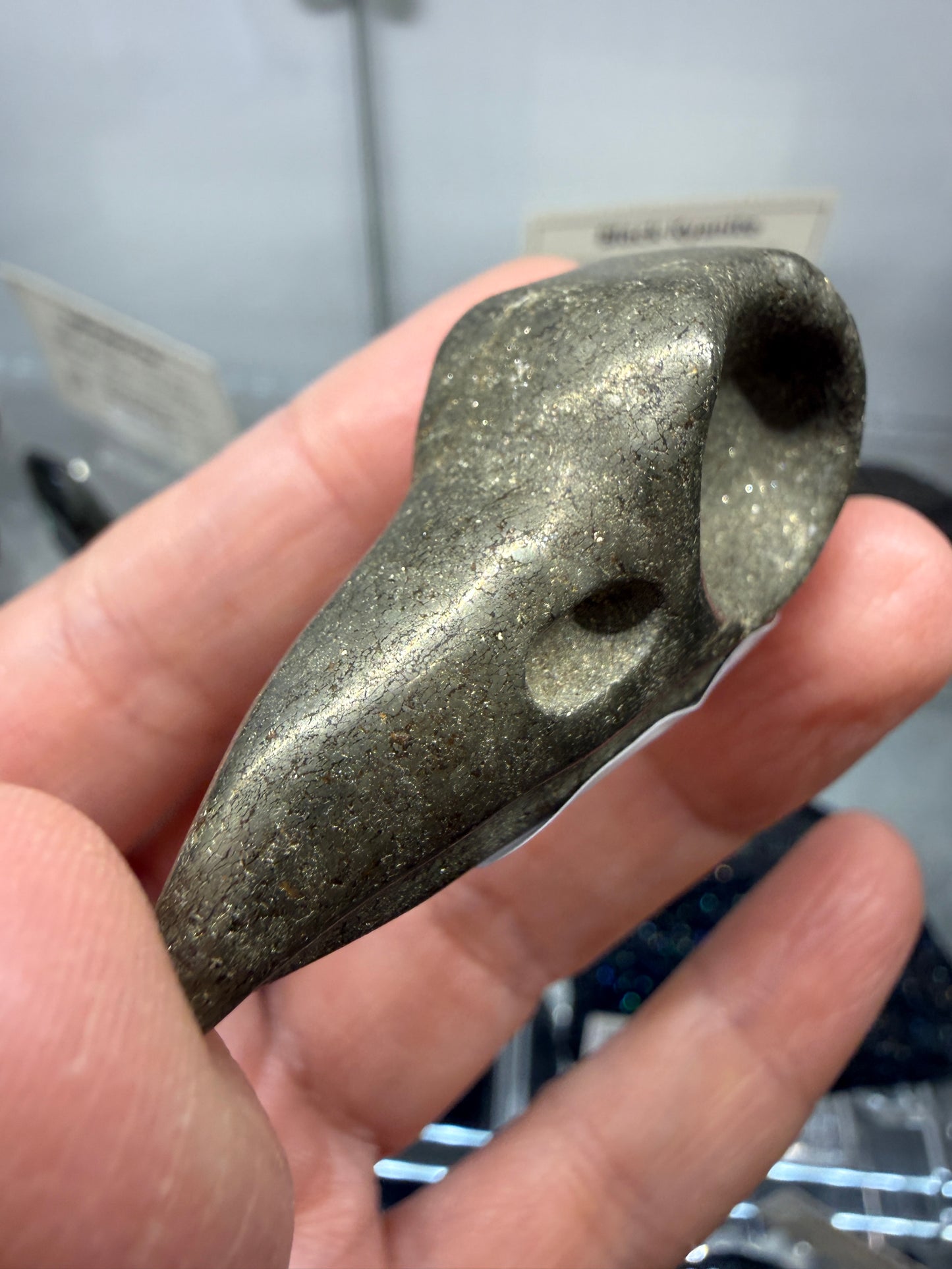 Pyrite Raven Skull Carving- 1.9" inches
