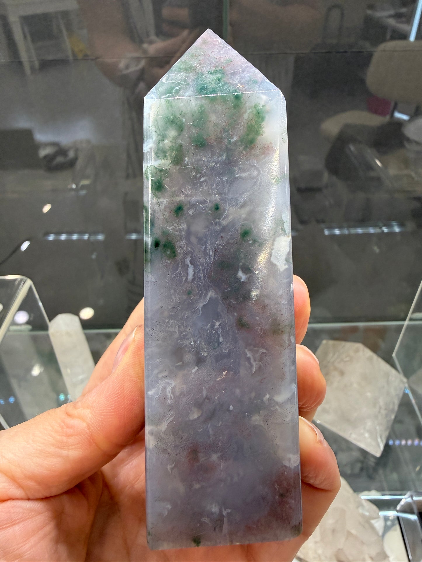 Moss Agate Tower- 4.8 inches