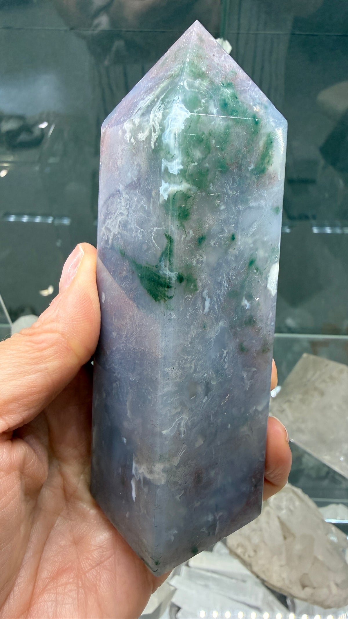 Moss Agate Tower- 4.8 inches