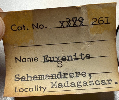 Euxenite-(Y)- Sahamandrevo Pegmatite, Ambohimasina, Betafo District, Vakinankaratra, Madagascar