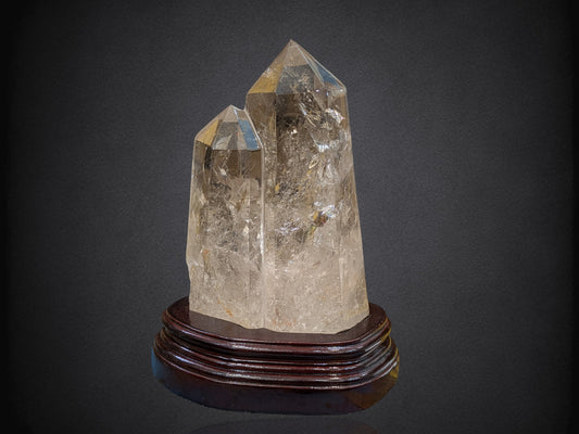 Smoky Quartz Specimen with Wooden Base- Large Cabinet