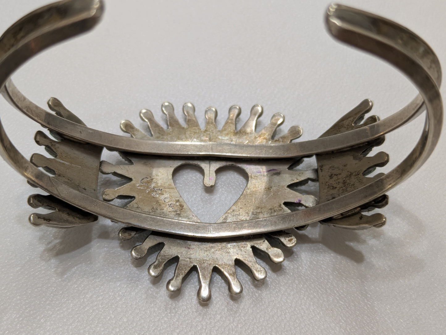 Jack Etsate Vintage Native American Zuni Needlepoint Turquoise Sterling Silver Bracelet