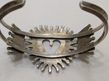 Jack Etsate Vintage Native American Zuni Needlepoint Turquoise Sterling Silver Bracelet