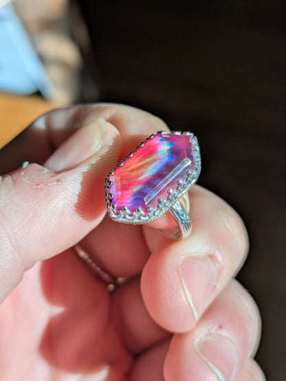 Sterling Aurora Opal Ring Sz. 7.5