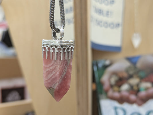 Sterling Rhodochrosite Point Pendant