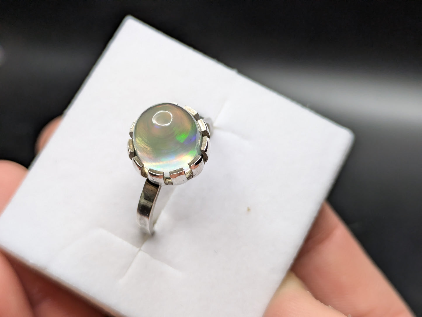Sterling Silver Aurora Opal Ring