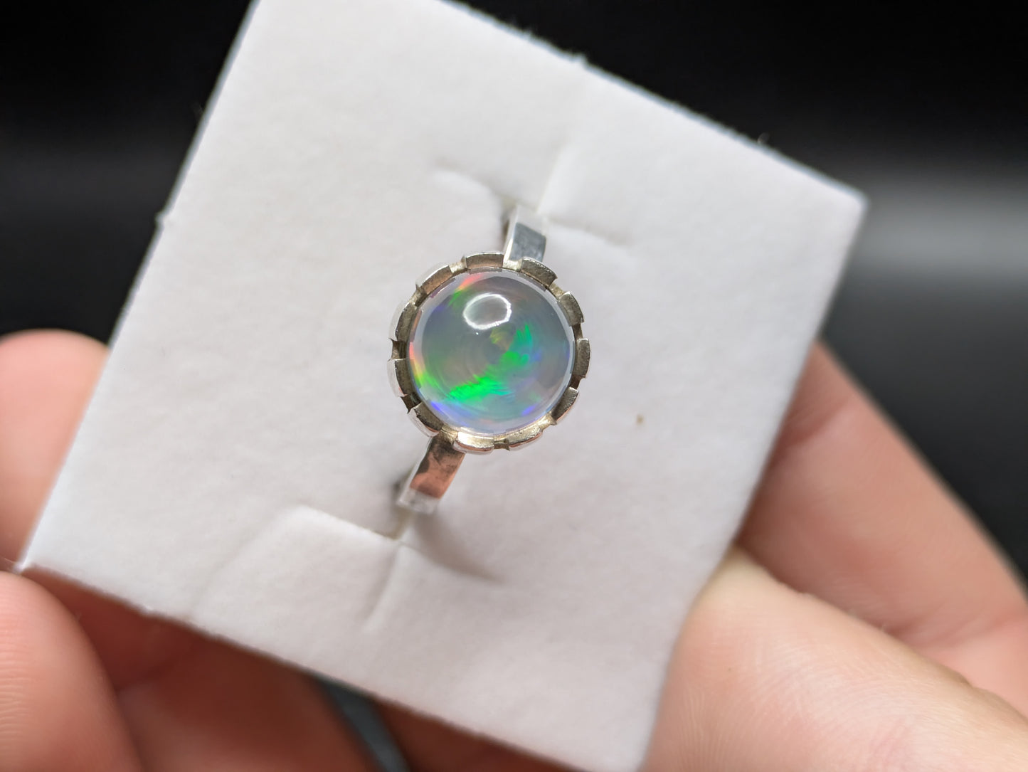 Sterling Silver Aurora Opal Ring