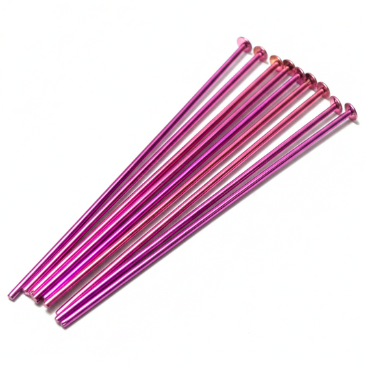 The Crystalary Reactive Metals Studio pink anodized niobium head pins, 21 gauge, 39mm length, set of 10.