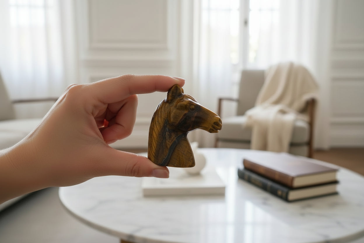 Hand-Carved Crystal Horse Bust
