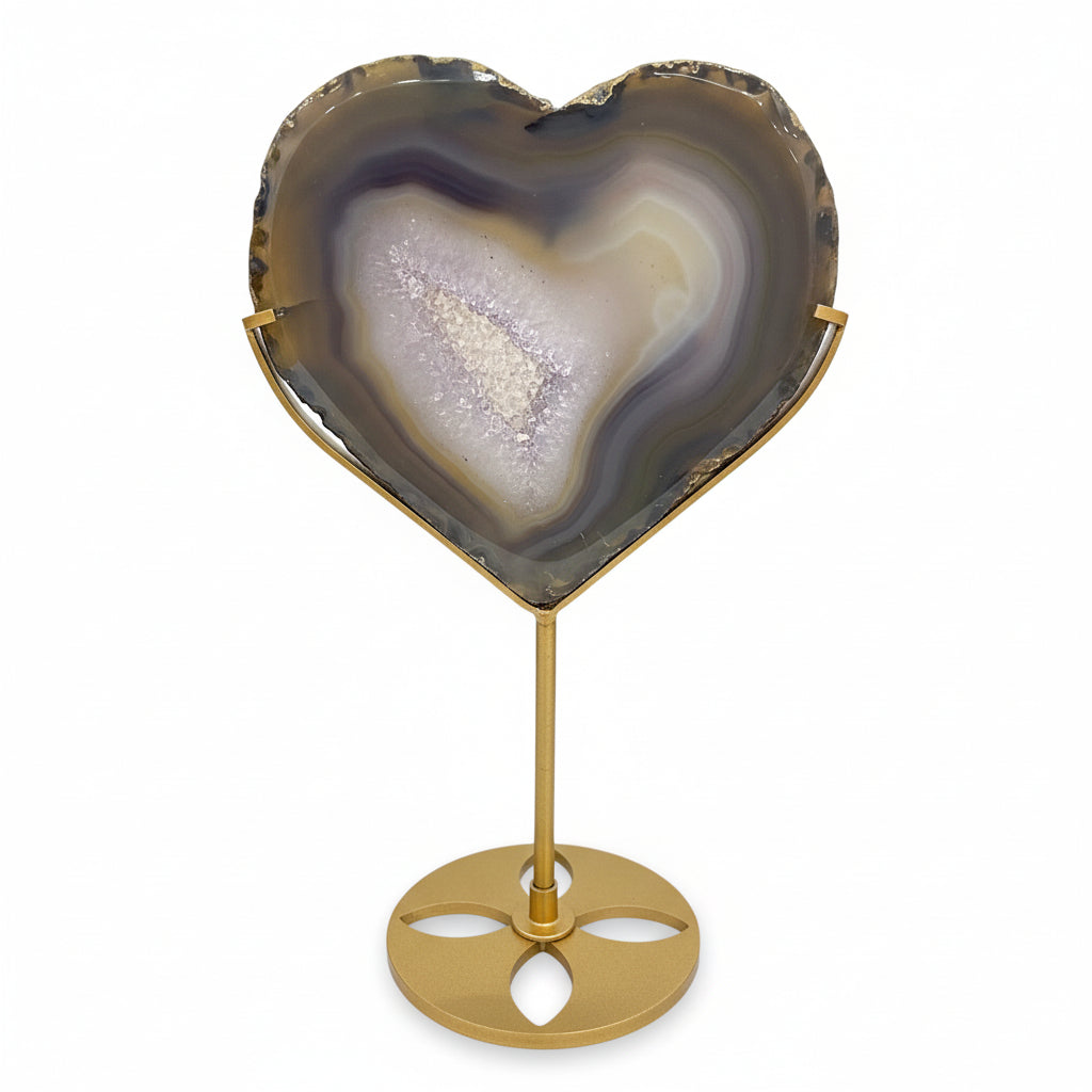 Amethyst Heart and Agate W/ Stand