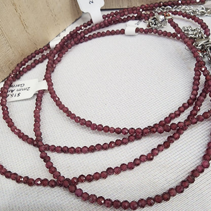 Anklet Garnet 2mm Faceted