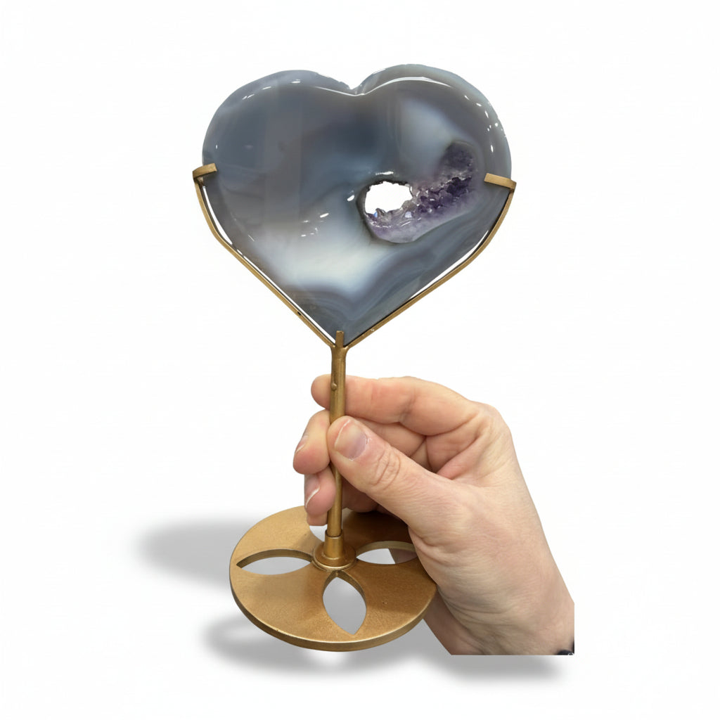 Amethyst Heart and Agate W/ Stand
