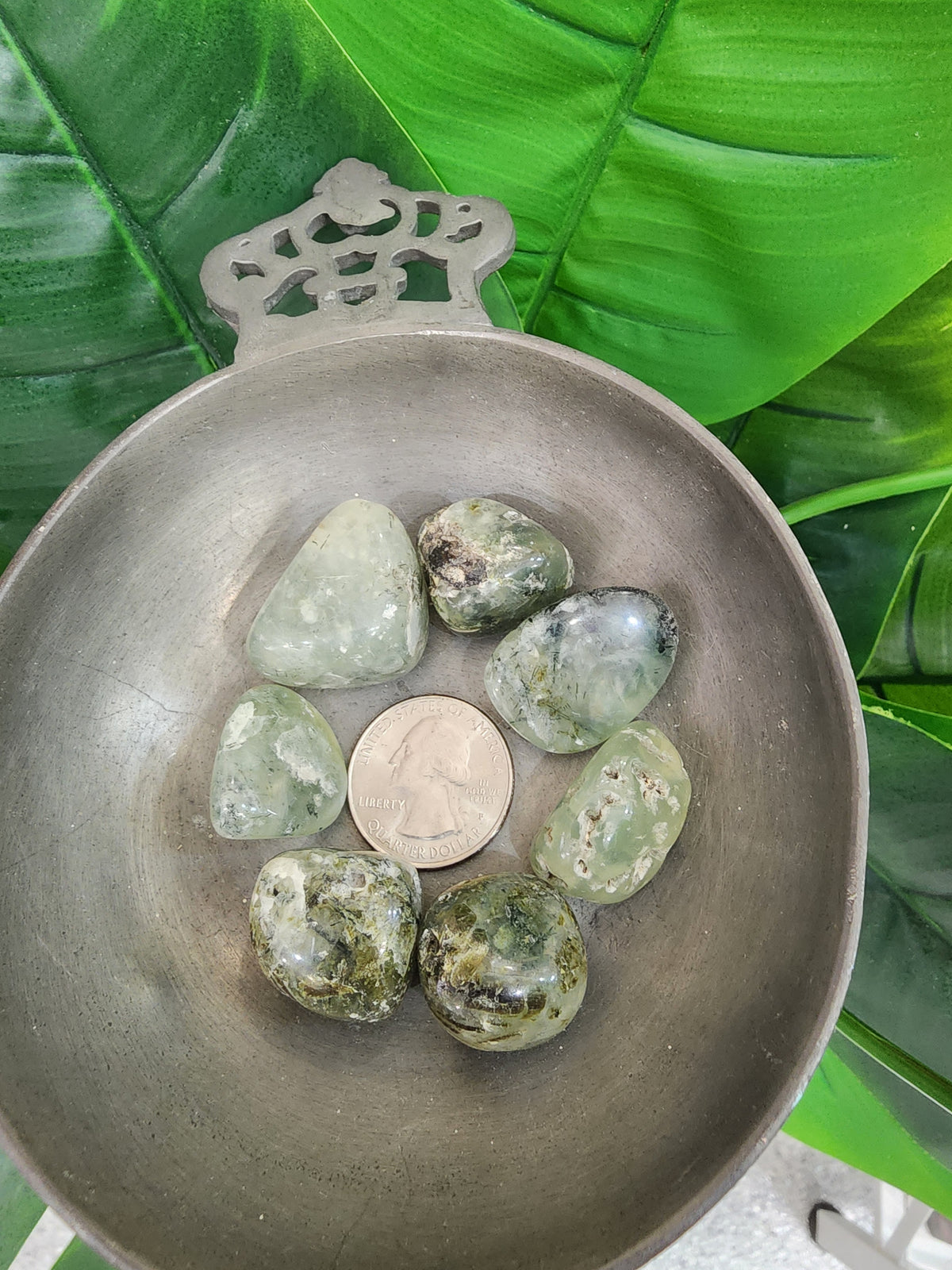 Prehnite with Epidote Tumbles