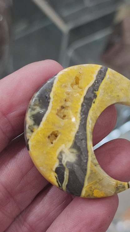 Bumblebee Jasper Moon Carving - 1.5"
