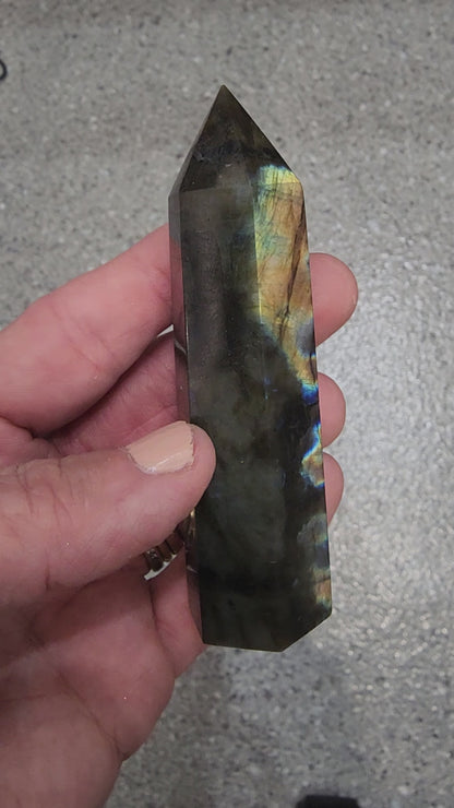 Labradorite Tower/Point with Multi Color Flash- 3.5" inches