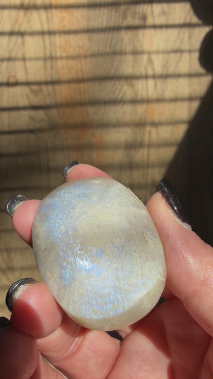 White Moonstone Palm Stone