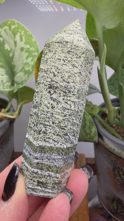 Green Zebra Jasper (Serpentine) Tower