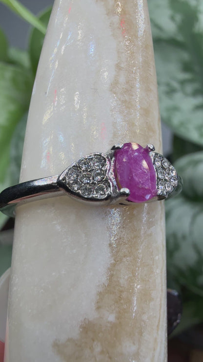 Faceted Ruby Ring Size 10 in 316L Stainless Steel- 4x6mm Oval Gemstone