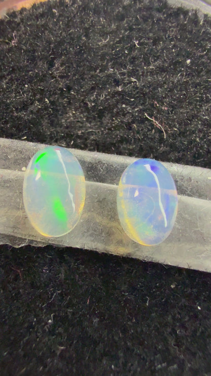 Matched Pair Natural Welo Opal Cabochon 6x4x2mm, 0.55ct total- Broadflash
