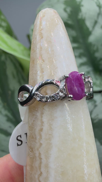 Faceted Ruby Ring Size 6 in 316L Stainless Steel- 4x6mm Oval Gemstone