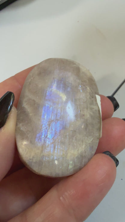 White Moonstone Palm Stone