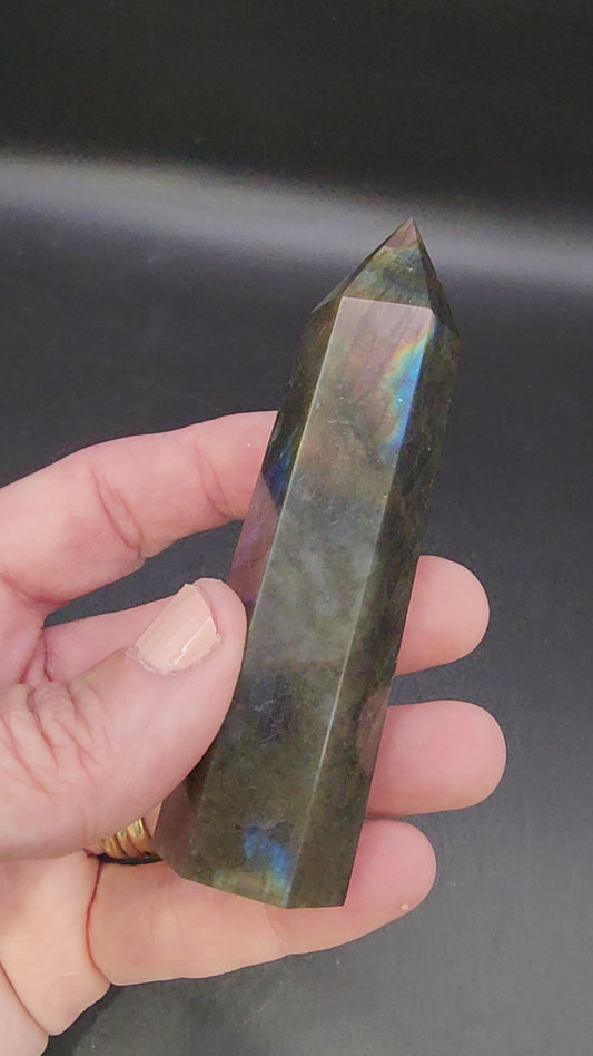 Labradorite Tower/Point with Multi Color Flash- 3.6" inches